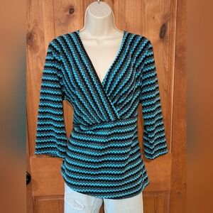 Dana Buchman Black and‎ Blue Textured Top